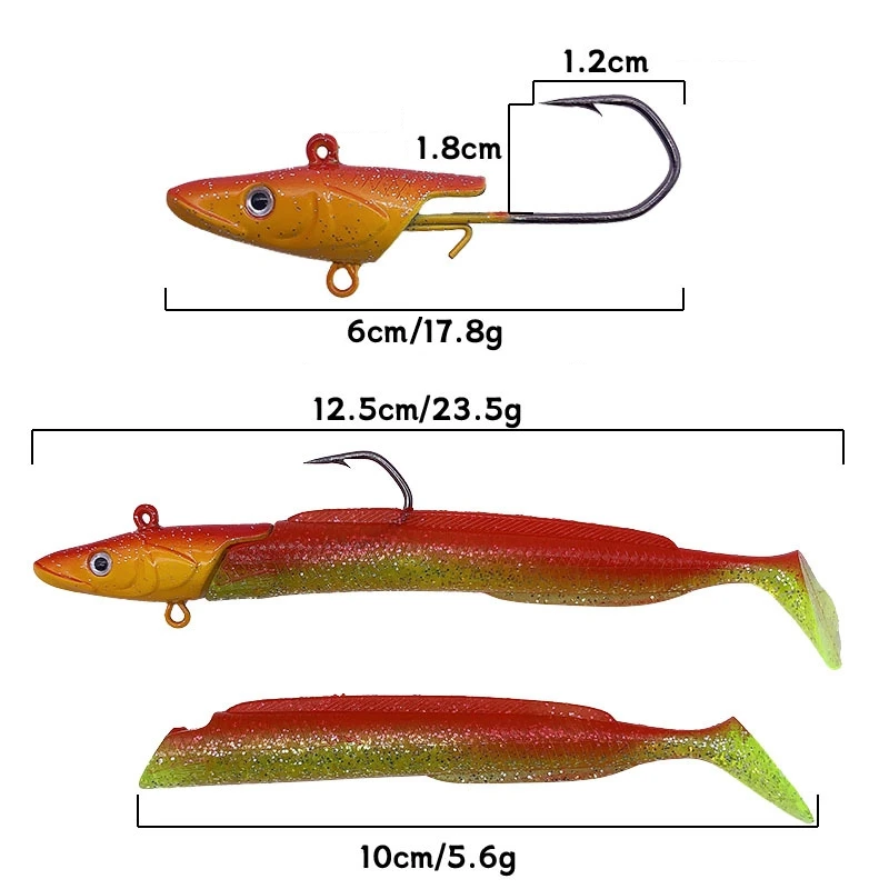 Black Minnow Jig Head Fishing Soft Lure Pre-assembled Soft Bait for Bass Pike Minnow Fishing Vinyls Spinning Wobbler Swimbait