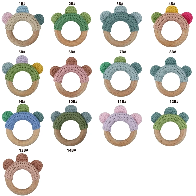 

Baby Wooden Rattle Toy CrochetLovely Baby Teether Gym Music Rattle Ring K1KC
