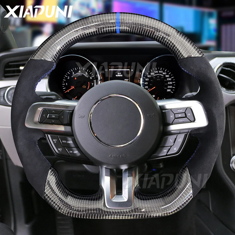 For Mustang Heating Steering Wheel Carbon Fiber Customized Alcantara