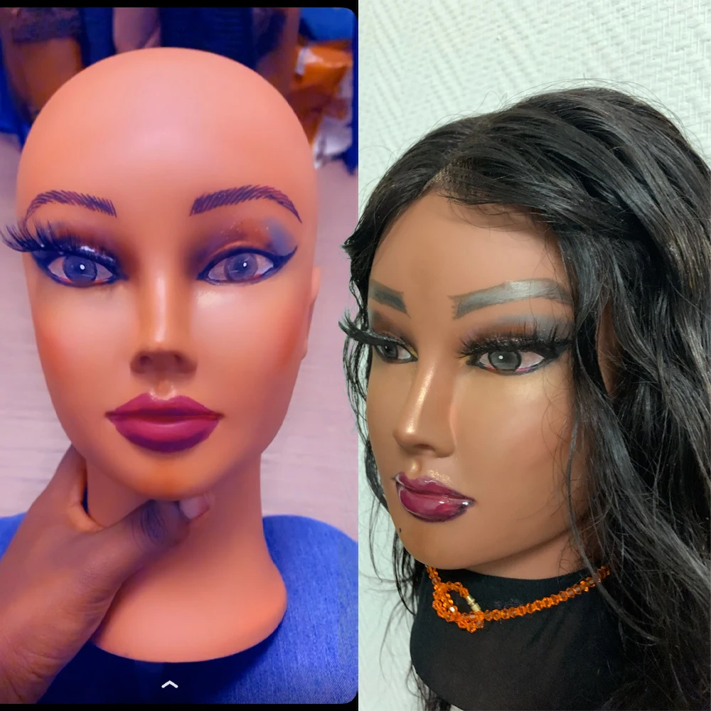 Wig Head Mannequin Bald Mannequin Training Head With Stand Tripod African Manikin Head Adjustable Wig Tripod Get T Pins Wig Install Kit