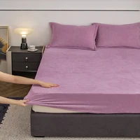 3pcs Green Flannel Fitted Sheet Solid Color Bedding Set Winter Warm Plush Bed Sheet Set Home Bedroom Decor Deep Pocket Sheet - 10, 180x200x25cm 3pcs