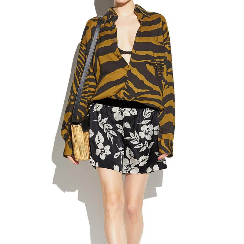 

Women's New Lapel Leopard Printing Pure Cotton Shirt Fashion Casual Long Sleeve Single Breasted Loose Blouses High End Clothing