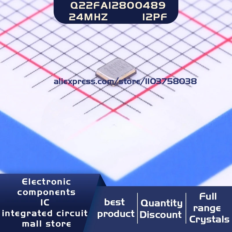 50개/몫 Q22FA12800489 24MHZ ±10ppm 12pF 2016 4P 크리스탈 발..