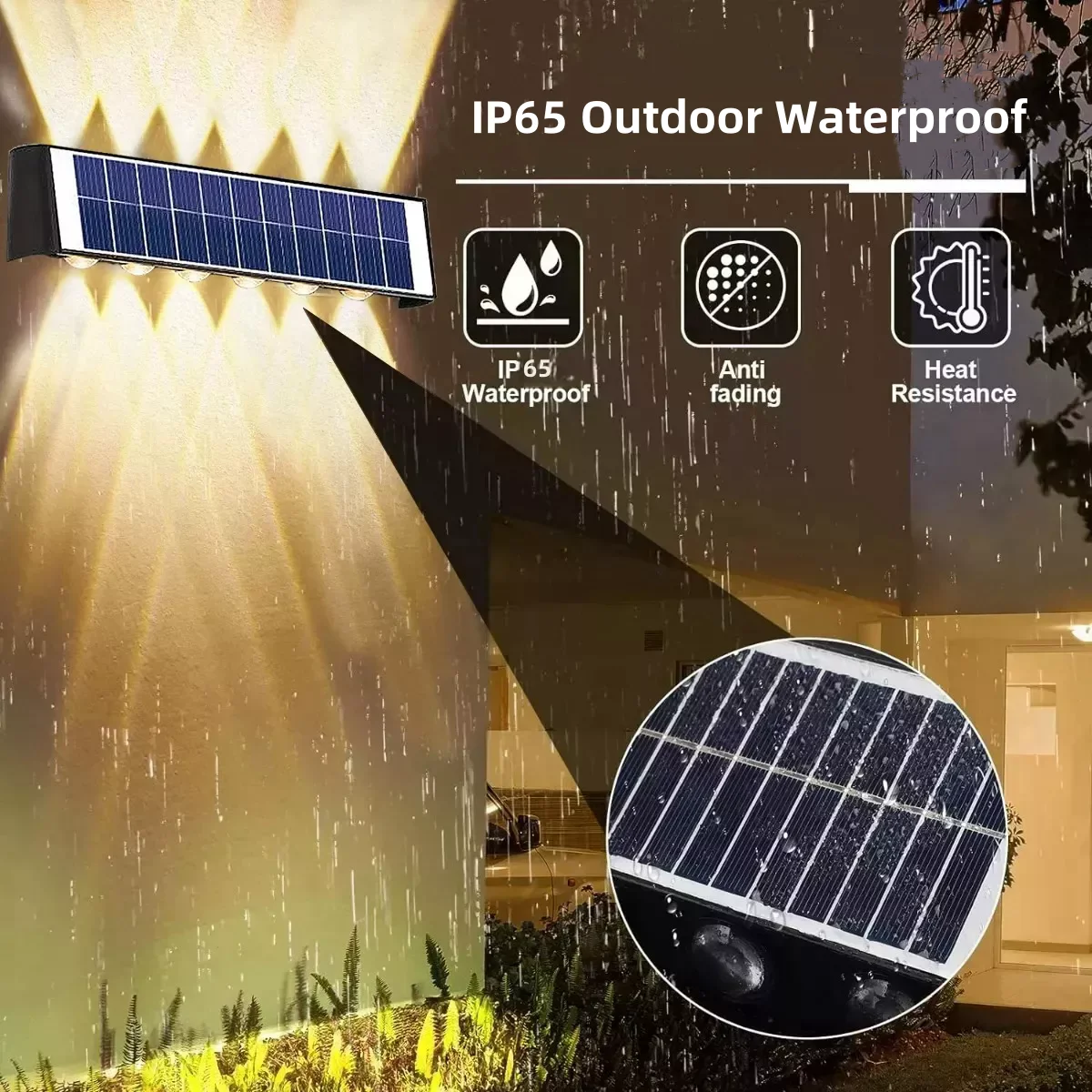 LED 태양광 조명 야외 방수 정원 장식, 태양열 발전 램프, 빌라 발코니 울타리, 계단 햇빛 벽 조명