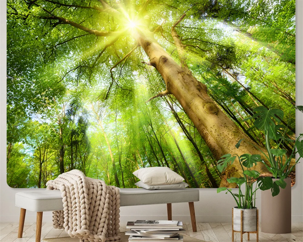 

beibehang papier peint papel de parede custom Modern New Bedroom Living Room Moistureproof Green Forest Background Wallpaper