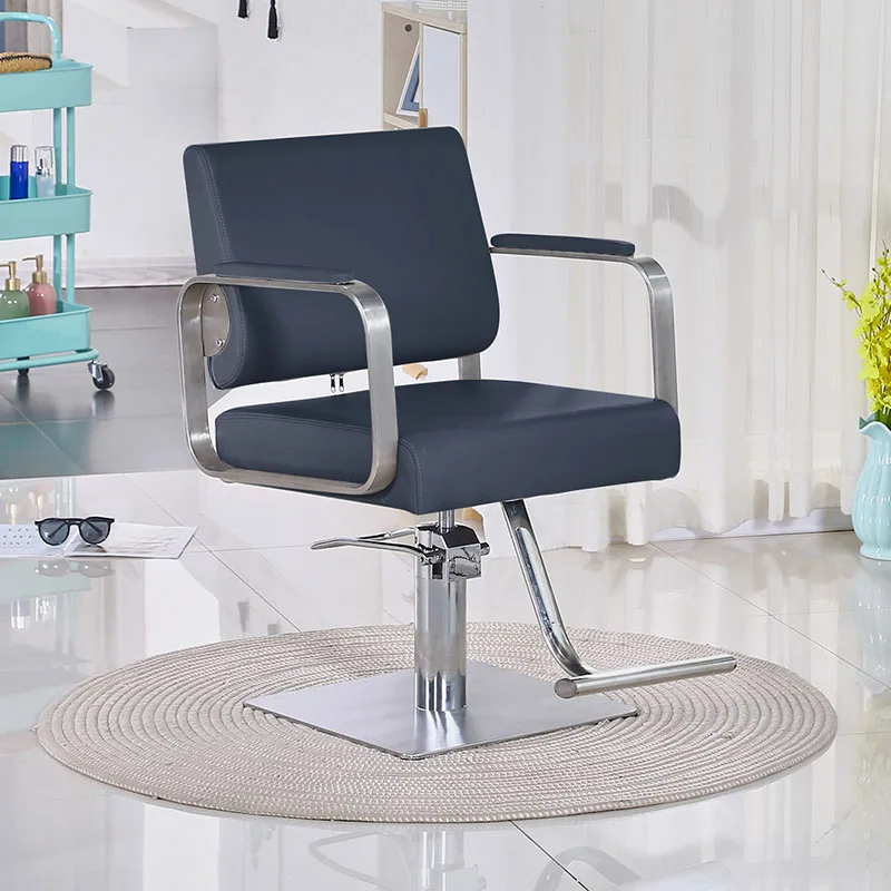 Fashion Dyeing Hair Barber Chair Stainless Unique Advanced Sense Grey Barber Chair Beauty Salon High-end Cadeiras Home Furniture