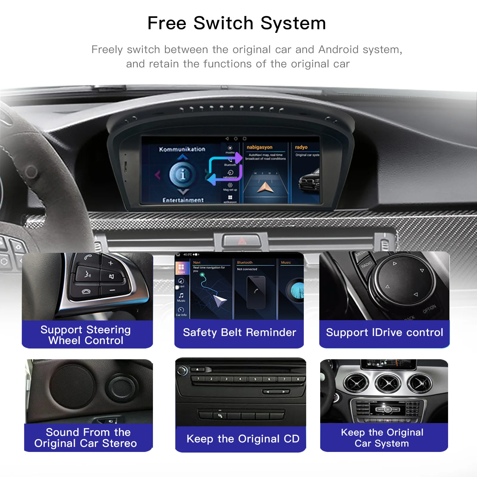 Uckazy 8 Core 128 GB Android 14 AutoRadio For BMW Series 5/3 E60