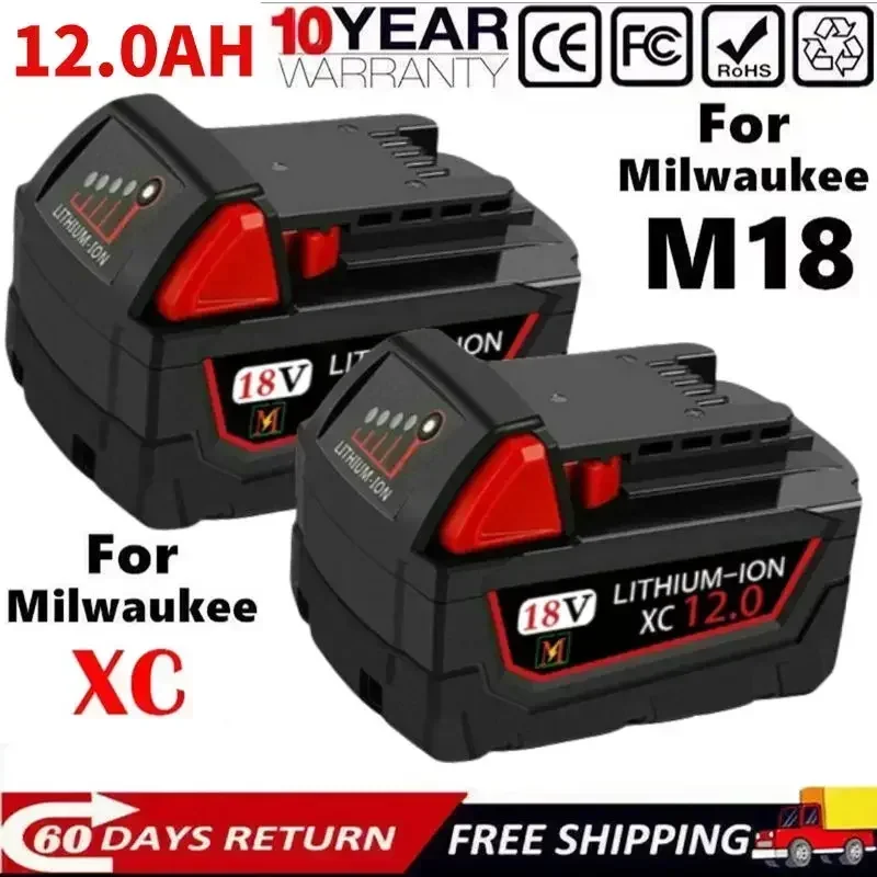 

Сменная литиевая батарея 18 в 1860 Ач для Milwaukee M18 XC, 48-11-1850 48-11-1840 48-11-1820 48-11-, аккумуляторные батареи