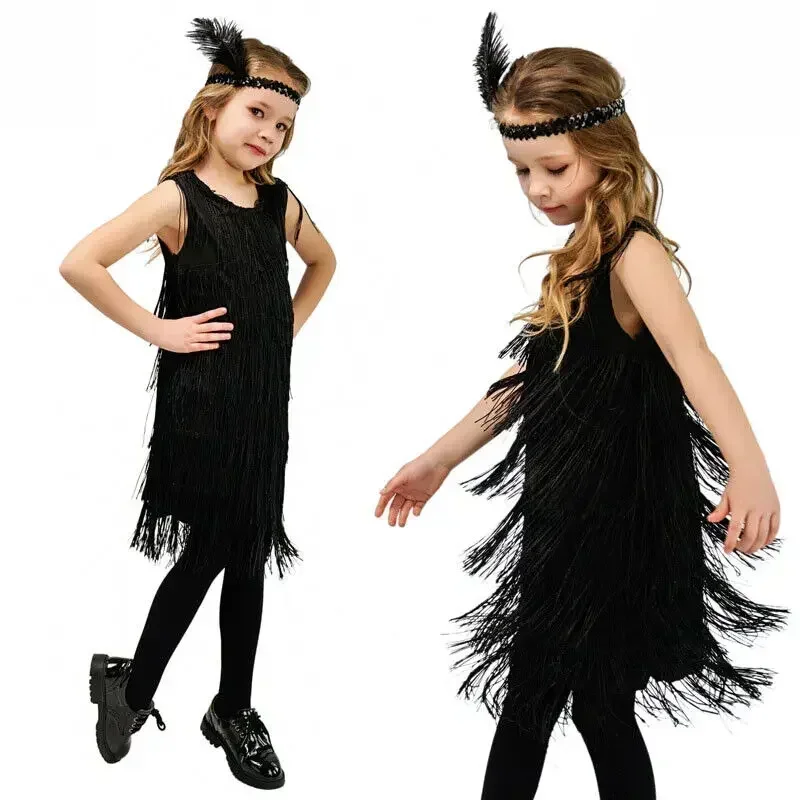 Abito Anni '20 Per Bambine: Vestito Flapper Rosso Stile Gatsby E Charleston, Costume Festa - Foto 4