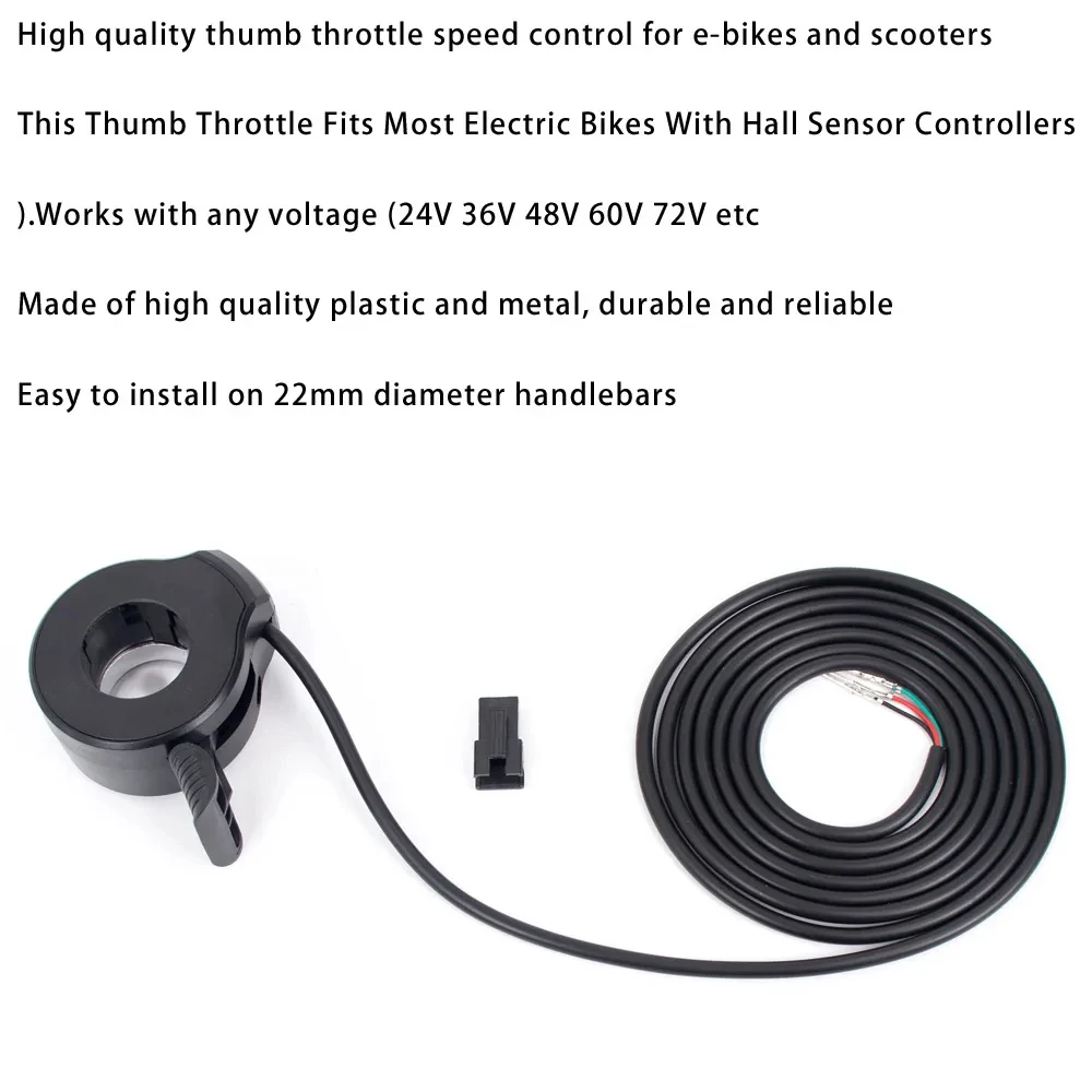 Electric Bike Thumb Throttle with Waterproof Connector – Speed Control & Accelerator Accessory
