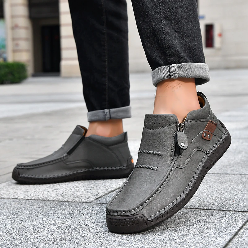 Leather Men Casual Shoes Handmade Breathable Mens Loafers Fashion Men Sneakers Moccasins Luxury Brand Boat Shoes
