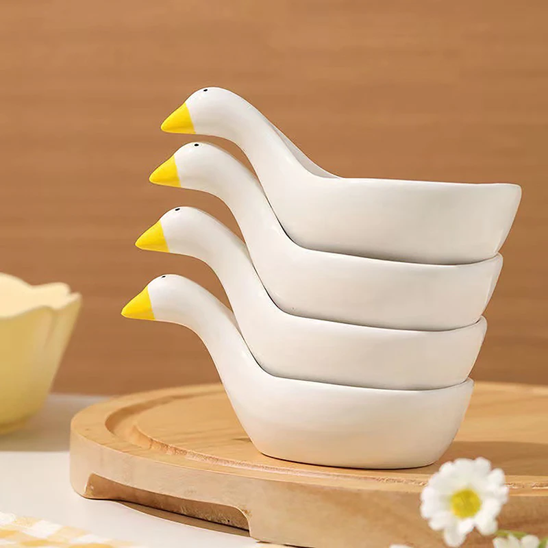 백조 모양의 조미료 접시 간장 접시, 세라믹 디스크, 토마토 거치대 샐러드 드레싱 용기, 창의적인 테이블 장식, 가정