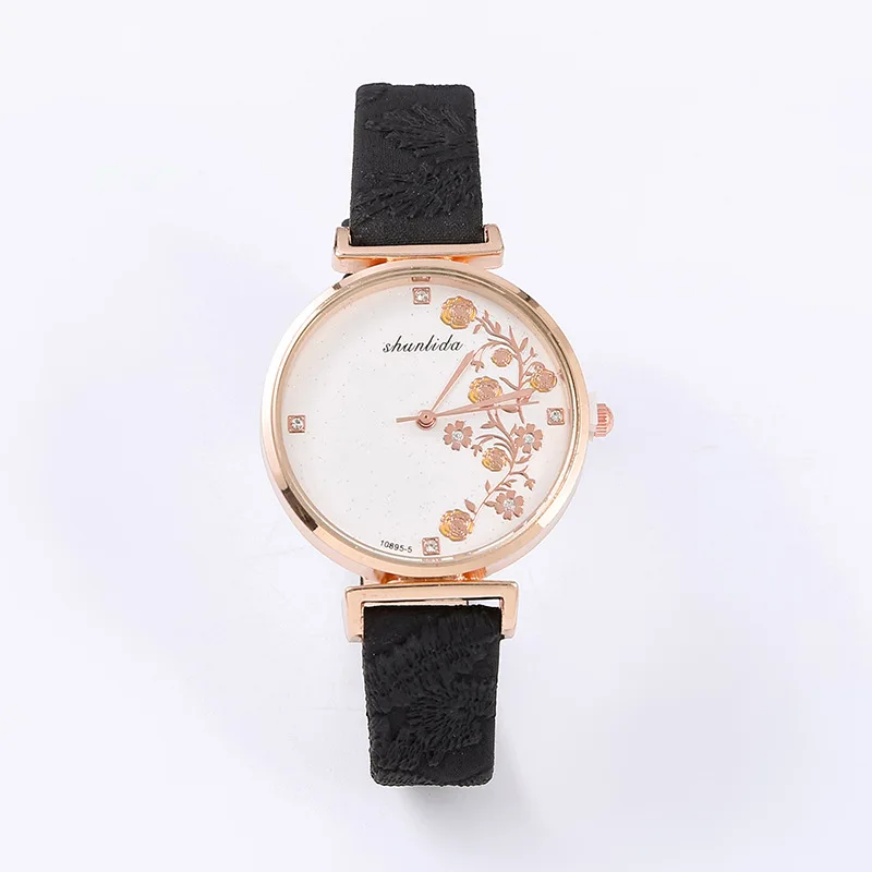 

Girl Luxury Watch Women New Flowers Printed Belt Wristwatch Female Student Quartz Casual Ladies Watch Rhinestone Reloj Mujer