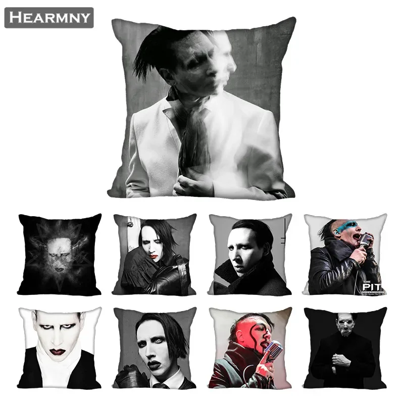 

Marilyn Manson Pillow Case For Home Decorative Pillows Cover Invisible Zippered Throw PillowCases 45X45cm