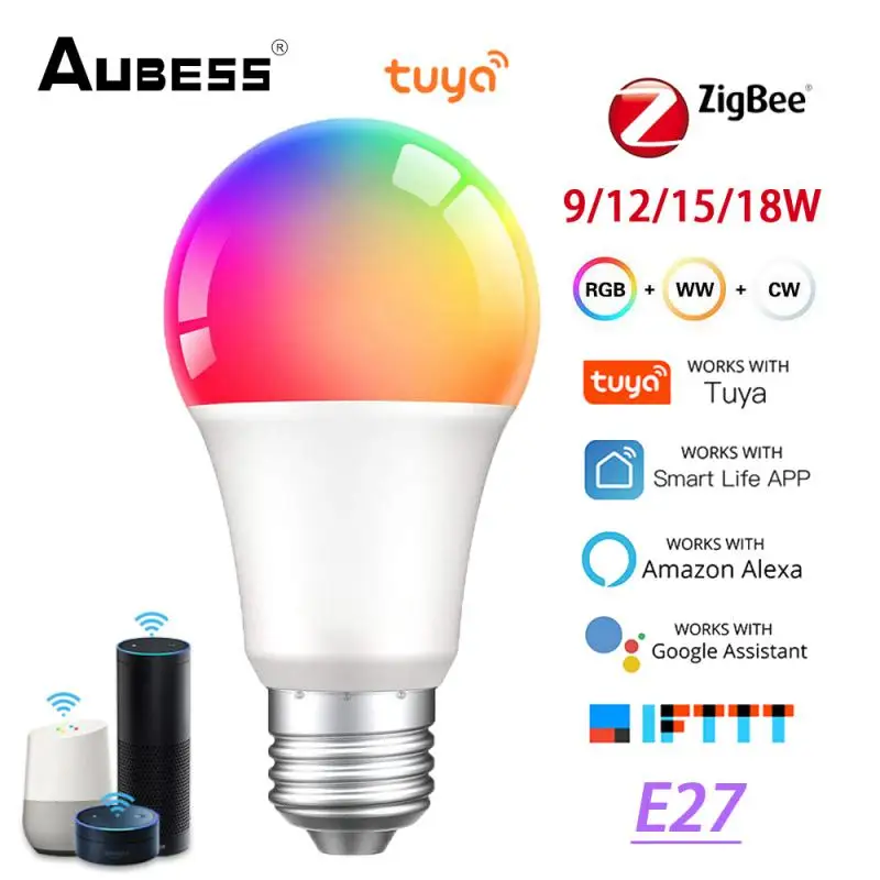 Светодиодная смарт-лампа Tuya Zigbee 9/12/15/18 Вт E27 2700-6500 К |