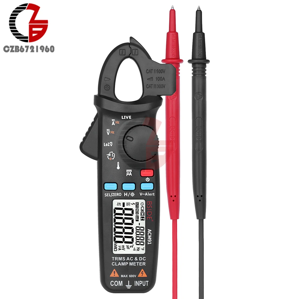 

ACM91 Digital AC/DC Current Clamp Meter Auto-Range Car Repair TRMS Multimeter Live Check NCV Frequency Capacitor Tester 600V 100