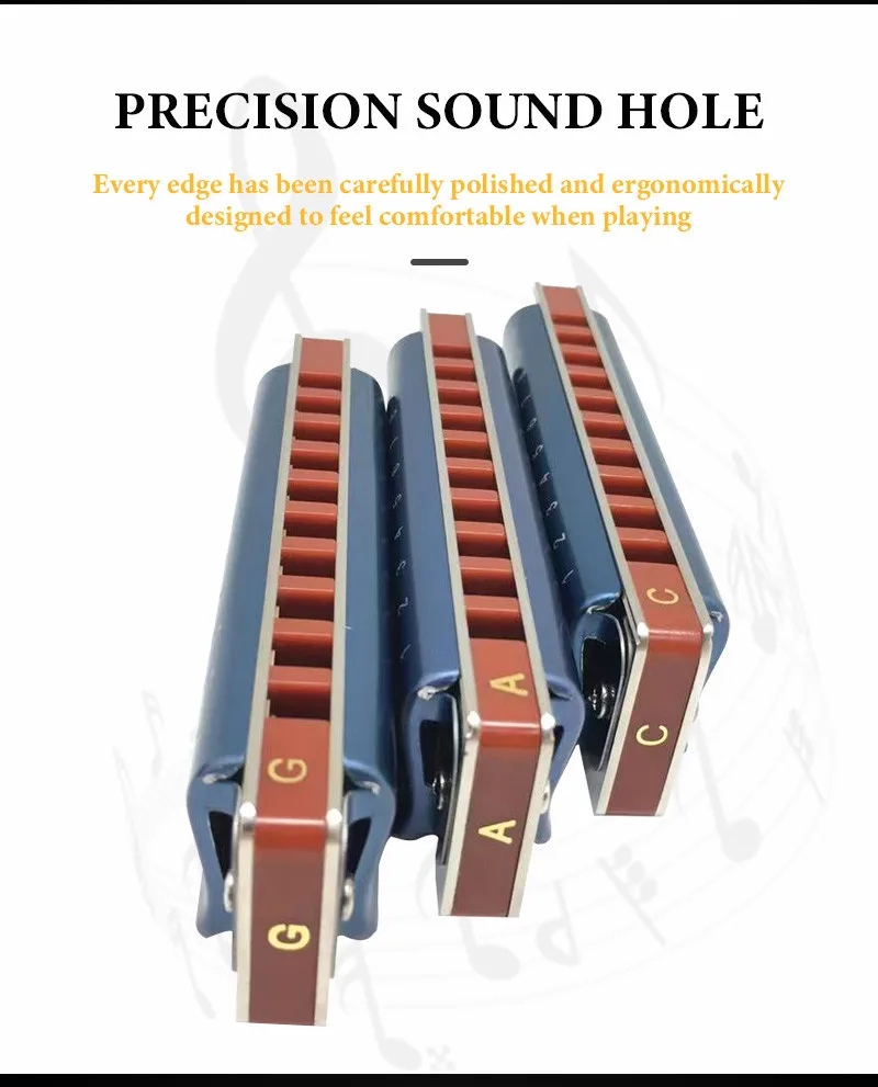 Description Picture 5 of itemEASTTOP T008K-3 New Harmonica Brass Reedplates Phosphor Bronze Reeds Diatonic Blues Harp Good Harmonica