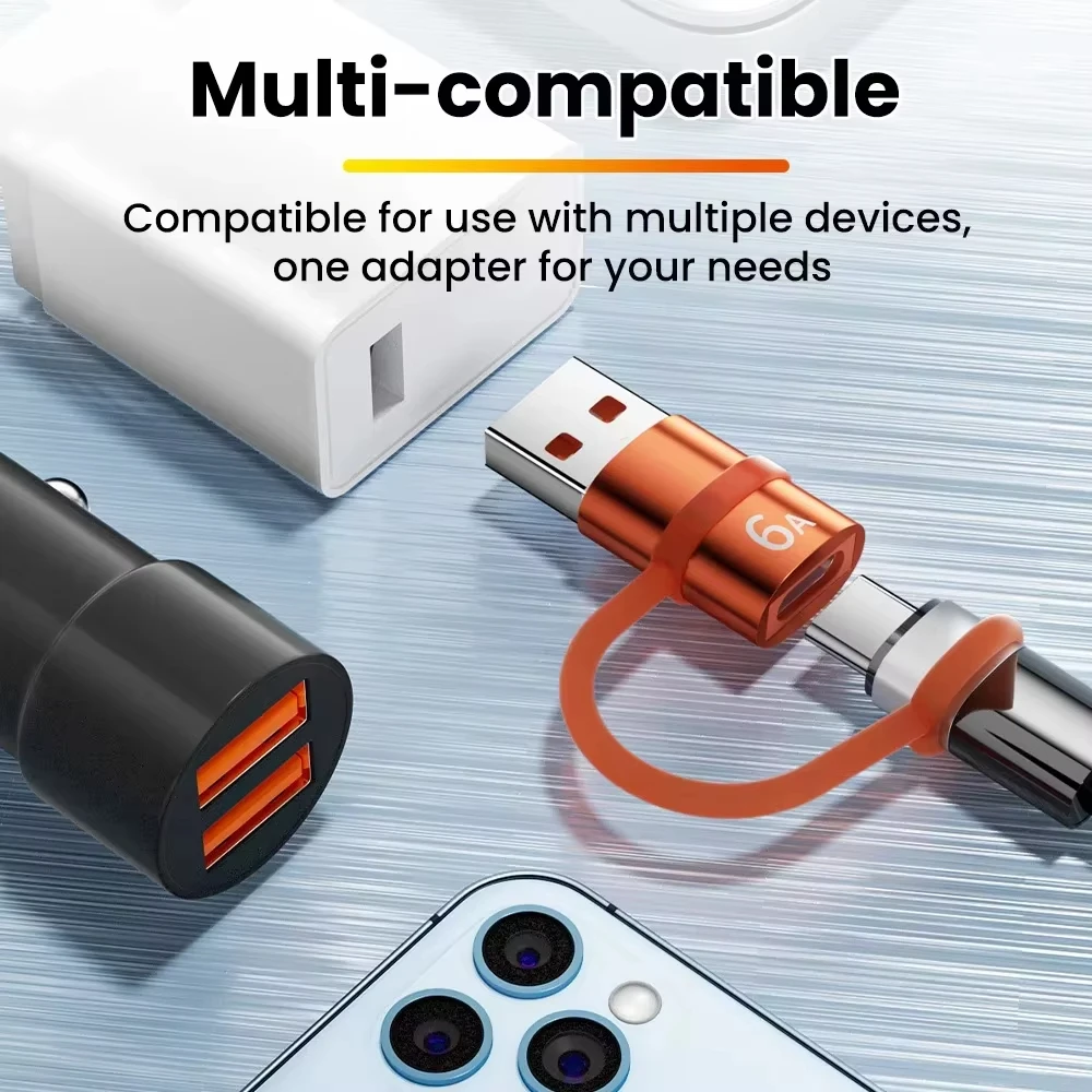 NNBILI USB3.0 어댑터 USB 남성용-타입 C 여성용 OTG 6A 고속 충전 타입 C-아이폰 여성용 데이터 전송 끈형 액세서리 포함