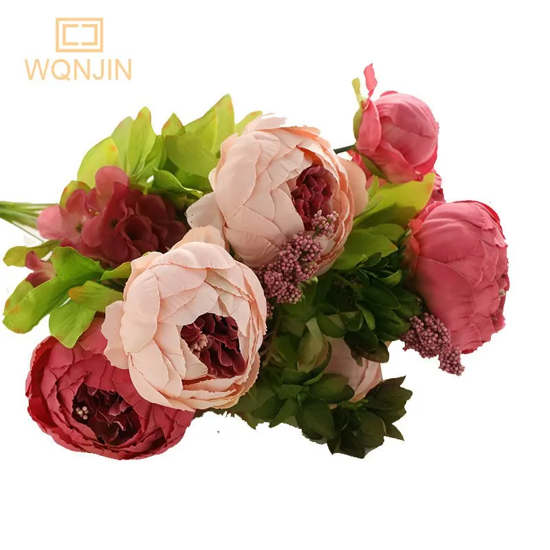 WQNJIN 13 رؤساء الفاوانيا الحرير الزهور الاصطناعية...