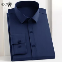 Chemise d'affaires décontractée à manches longues pour hommes, couleur unie, résistante aux rides, confortable, haut polyvalent toutes saisons 4
