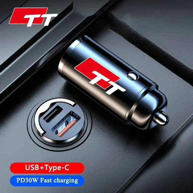 Fast Charging Car Charger Adapter Quick Charge USB Type C For Audi TT S6 S5 A2 A3 A4 A5 A6 A7 A8 Q1 Q2 Q3 Q4 Q5 Q6 Q7 Q8