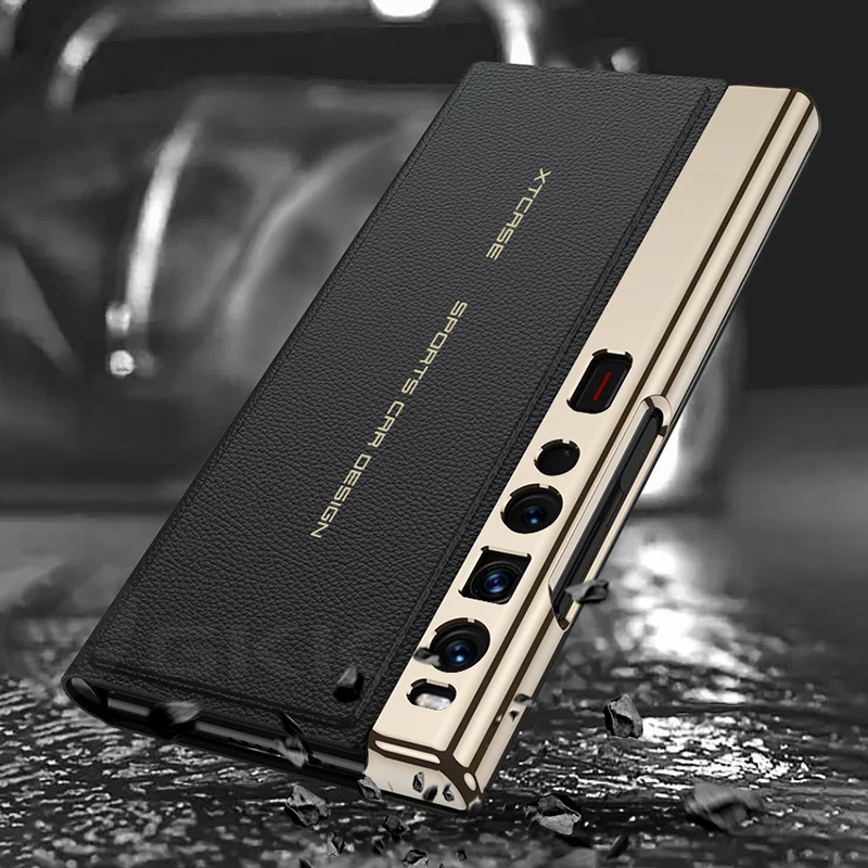 Original Case For Huawei Mate XS 2 Luxury Plating Painted Leather Magnetic Fold