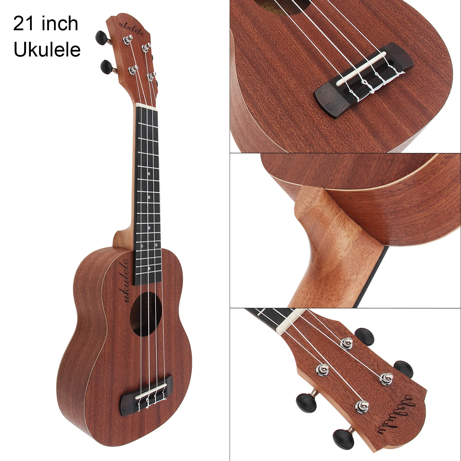 Ukulele Set 21 Inch Soprano Ukulele / Ukulele Bag Sapele Wood 15 Fret Four Strings Hawaii Guitar String Musical Instrument