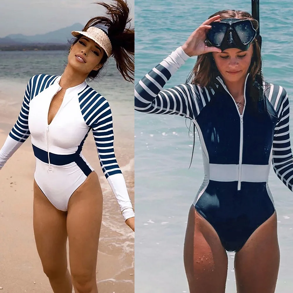 One-piece Swimsuit Printed Surfing Suit Swimwear and Trousers Set Beachwear Long Sleeve Leopard Printed Sexy Bikini Beach