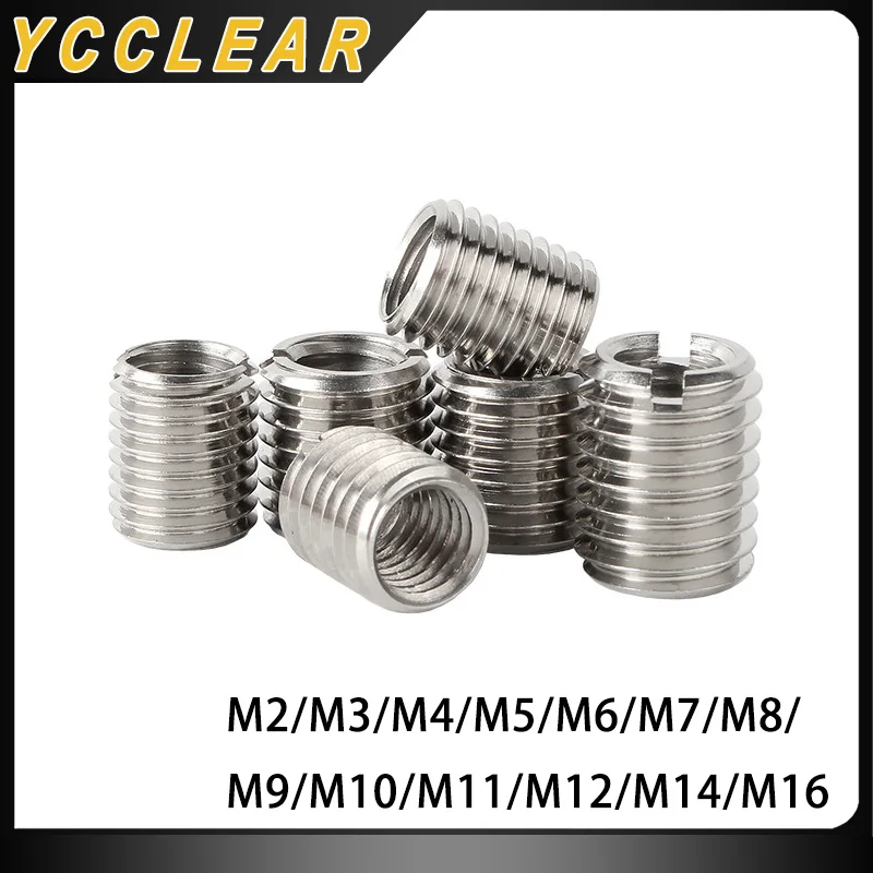 Rosca Interna Externa com Fenda Adaptador Parafuso Fio Rosca Inserir Manga Conversão Acoplador de Porca Aço Inoxidável 10 Pcs M2-m12 304