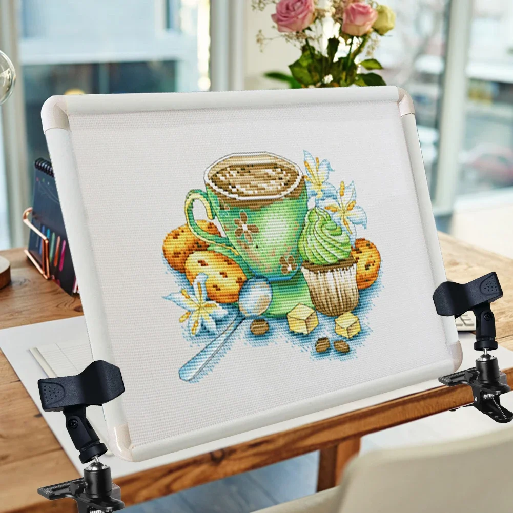 1 Pair Cross Stitch Clip Clamp Non-slip Table Edge Embroidery Clip Adjustable Table Clamp 360 Rotation Metal for Camera Tripod