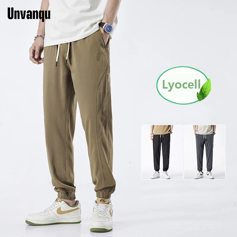 

Unvanqu Ice Silk Lyocell Men Pants Summer Thin Casual Outdoor Quick-drying Sweatpants Male Straight Baggy Casual Men Trousers