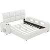 Queen Size Smart Bed Frame with Storage Shelves and Multimedia Nightstand, Upholstered Platform Bed with Headboard and Light 5