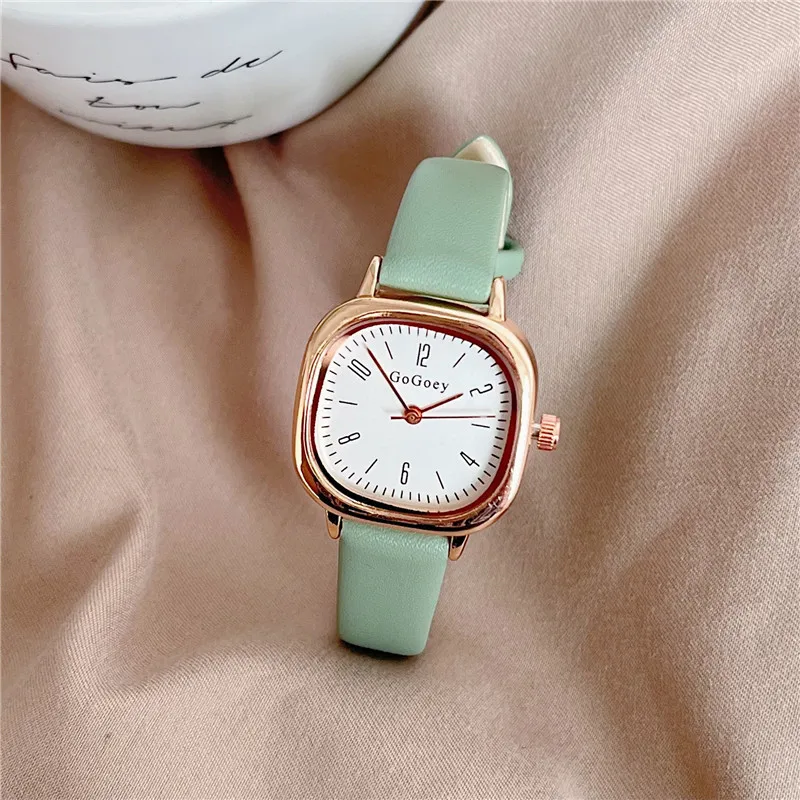 

Square Retro Quartz Digital Mini Dial Casual Wrist Watches Leather Strap Fashionable Clock Waterproof Wristwatch for Women