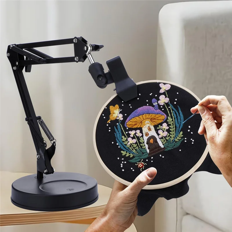 A82X-Embroidery Hoop Stand, Adjustable Embroidery Hoop Stand, Foldable Metal Embroidery 360 Degree Rotation
