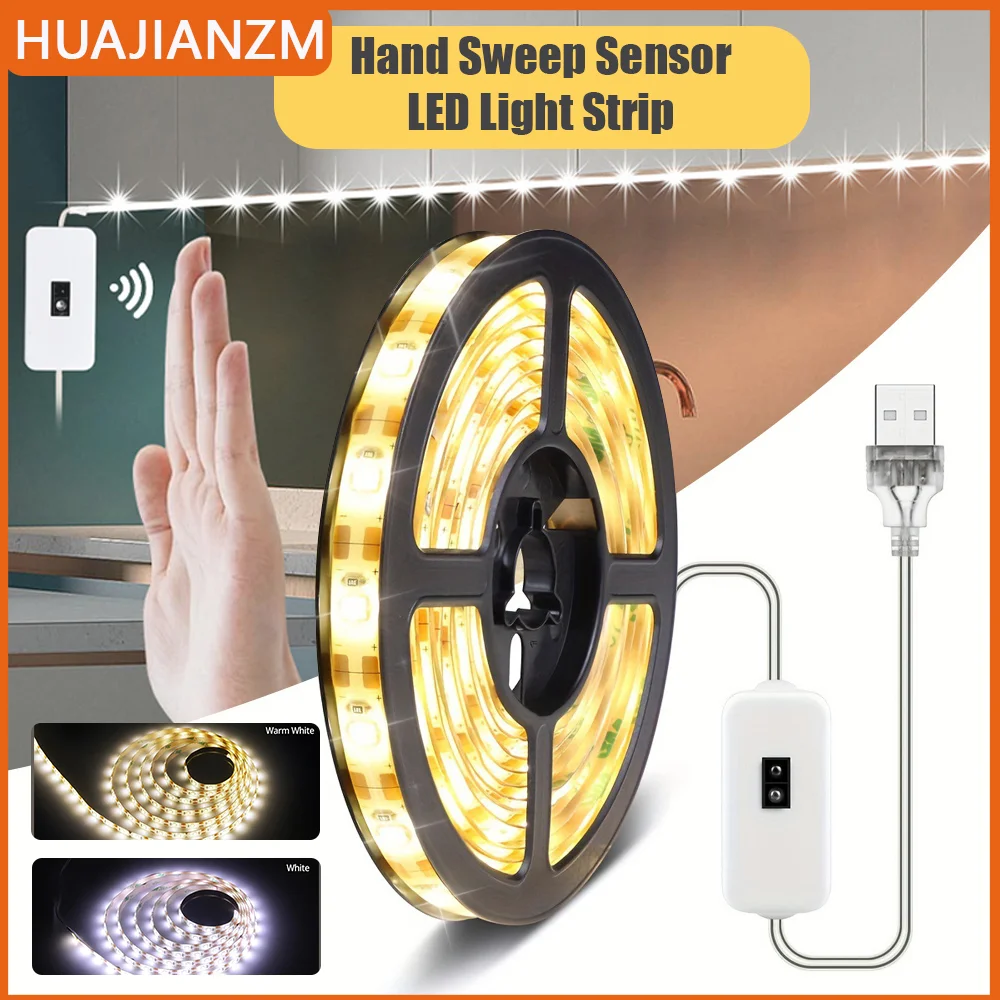 Night Light LED Strip Hand Sweep Waving Sensor DC 5V USB Backlight LED Under Cabinet Light For TV Kitchen Strip Night 5M motion sensor light led night light led motion sensor light night light led light strip motion sensor night light led cabinet lights led night lamp motion sensor led light motion sensor lamp