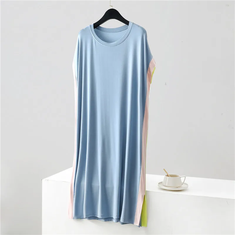 Casual Night Wears For Women New Loose Summer Nightgowns Female Modal Comfortable Nightdress Matching Color Sleepwear Dress - 6