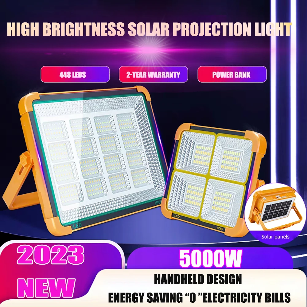 

25000W USB Rechargeable LED Solar Flood Light 12000mAH with Magnet Strong Light Portable Camping Tent Lamp Work Repair Lighting