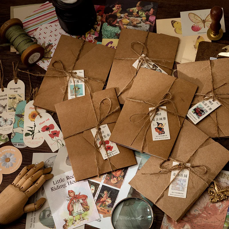 

30 Pcs Retro Stickers Vintage Character Flower Theme Scrapbook Stickers Background Paper Handwritten Note Pack