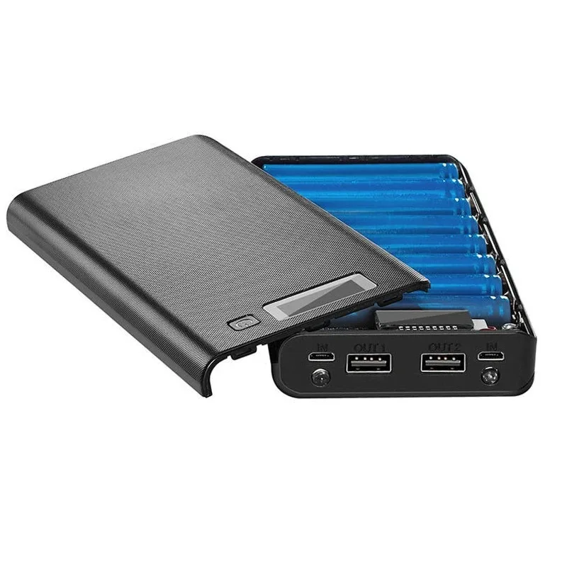 18650 DIY Battery Power Bank Dual USB Type-C 5V for Phone Charging for iPhone, Xiaomi, Huawei Storage Box Case Without Battery