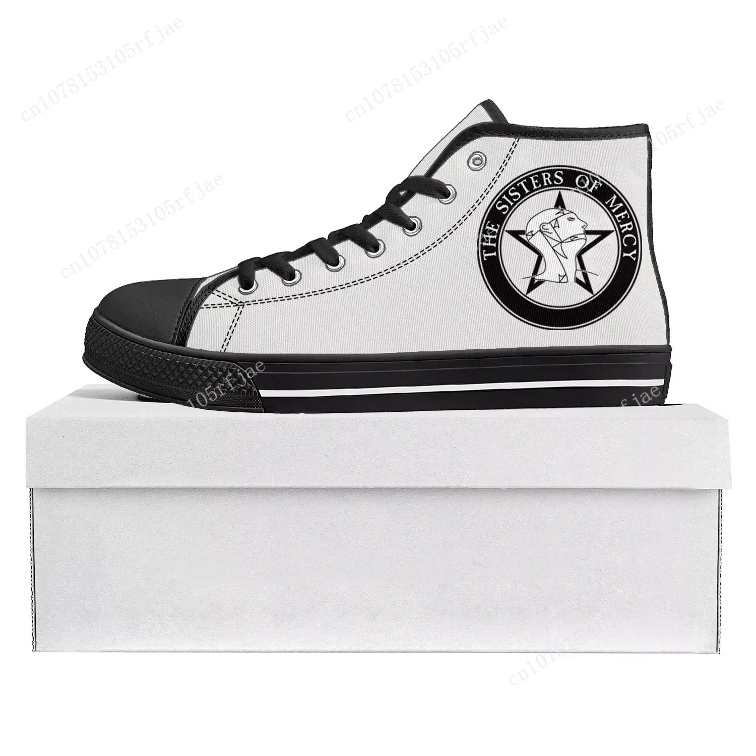 Andrew Eldritch Mercy Music Rock Band High Top High Quality Sneakers Mens Womens Teenager Canvas Sneaker Couple Shoe Custom Shoe