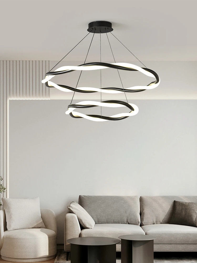 

Скандинавская потолочная Подвесная лампа в минималистичном стиле, круглая лампа черного и белого цвета для гостиной, столовой, лампа с регулируемой высотой