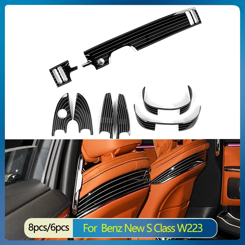 

Piano Black Panel For Mercedes Benz New S Class W223 S400 450 S480 Interior Door Decoration Cover Trims Chair Trim Handle Cover