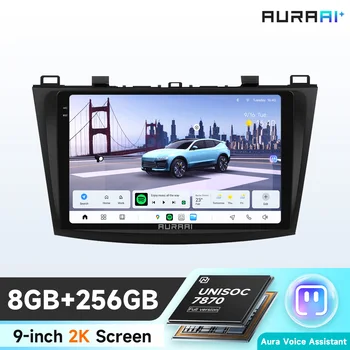 Radio para Auto AURAAI con Pantalla 2K, CarPlay Inalámbrico, Android 13, para Mazda 3 2010-2013, ADAS, Cámara 360, 4G, WIFI6, BT, 3D, UNISOC 7870 1