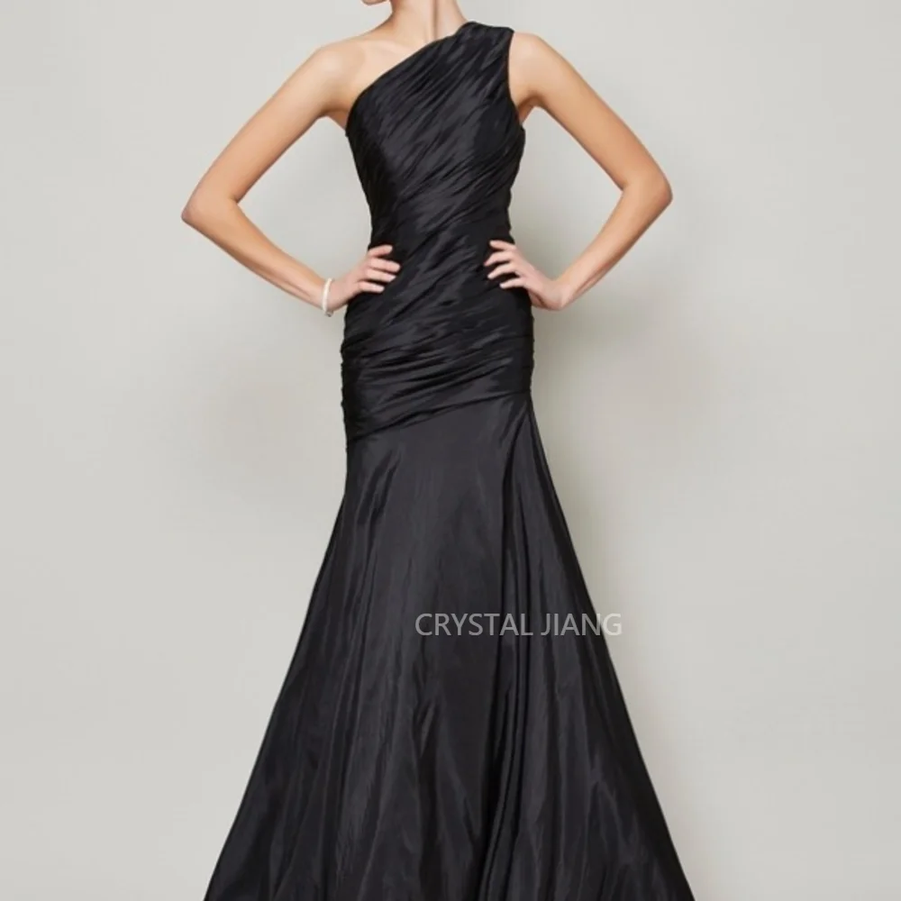 Women's Evening Dresses Long One Shoulder Taffeta Natural Waist Sleeveless A Line Floor Length Serene Hill Dresses