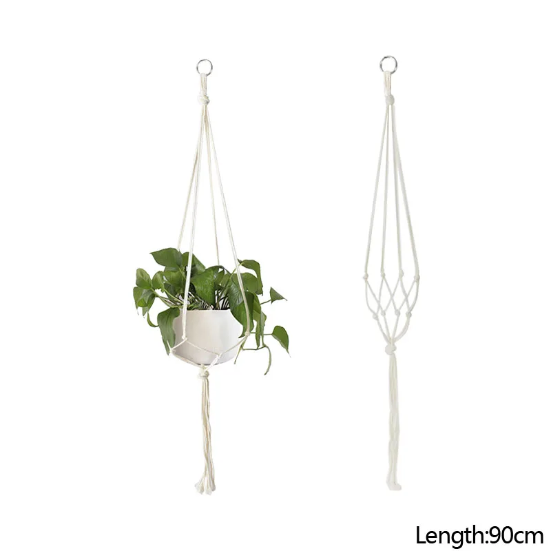Growinggair Lot De 5 Cintres En Macramé Faits à La Main En Coton Avec 10 Crochets Pour Pots De Fleurs, Perles En Bois, Corde Pour Décoration D' Intérieur Et D'extérieur