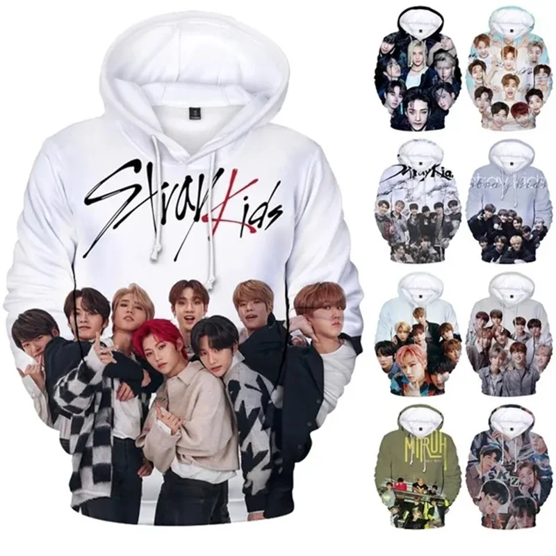 

3D Print Stray Kids Hoodie For Men Women Fashion Long Sleeve Pullover Sweatshirt Pop Korean Music Group Hoodie Streetwear