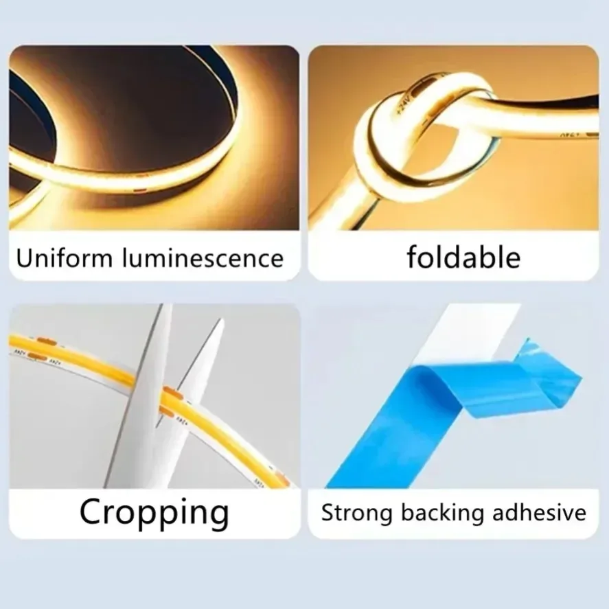 High-Density Colorful COB LED Strip Light - 8mm Flexible RA95