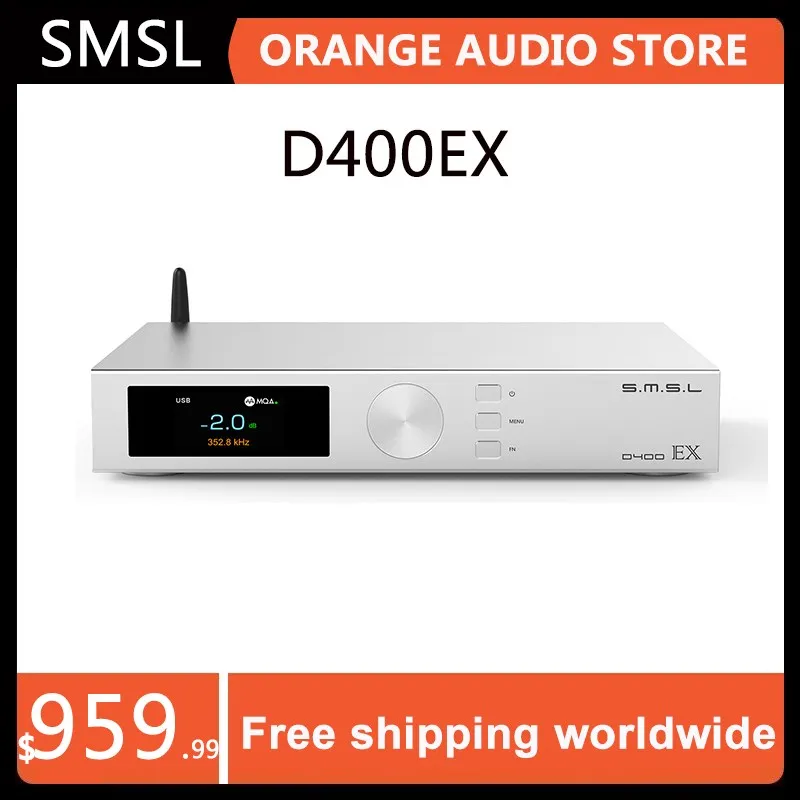 

SMSL D400EX AUDIO DAC 1*AK4191 2*AK4499EX Flagship DAC Chips OPA1612A LME49720 XU316 MQA-CD DSD512 32bit/768kHz Blutetooth