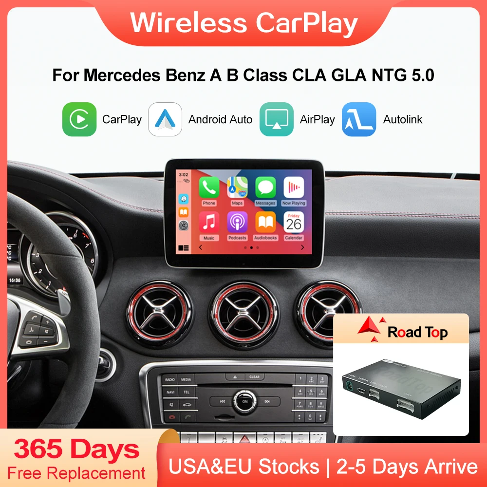 

Wireless CarPlay Android Auto for Mercedes Benz A B Class W176 W246 GLA CLA 2016-2018 with Mirror Link AirPlay Car Play Function