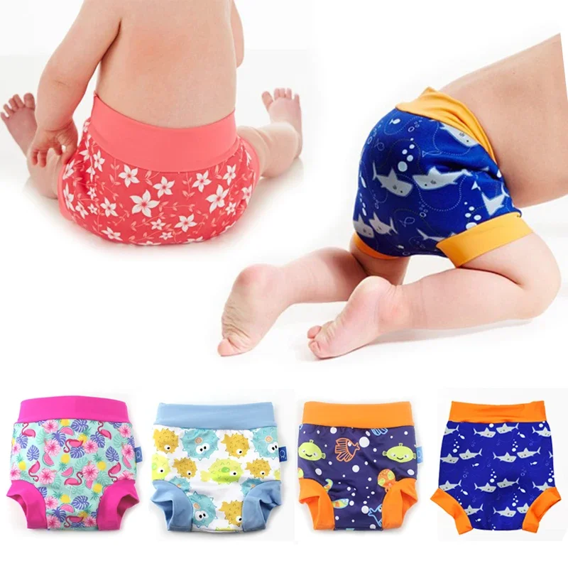 Leakproof Swimming Diaper Newborn Baby High Waist Swimming Nappies Baby Boys Girls Cartoon Printed Cloth waterproof diapers cloth diapers swim diaper